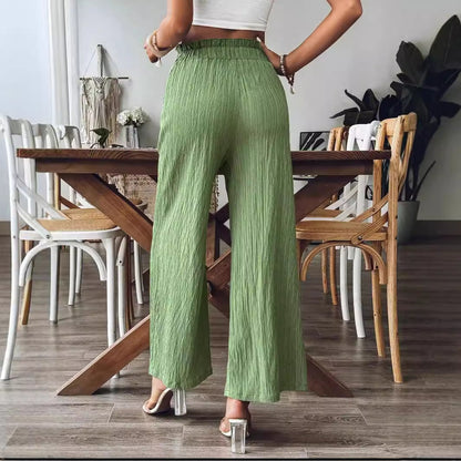 Women's casual and lightweight palazzo trousers with elasticated waistband and practical pockets NOVAE