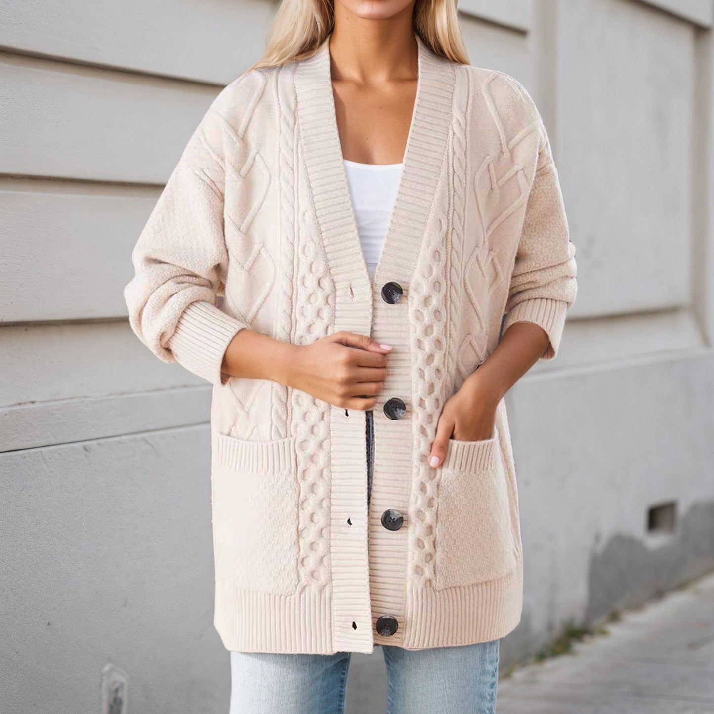 Women's structured cardigan with practical pockets NOVAE