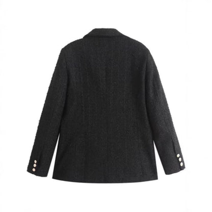 Women's tweed blazer jacket with double button placket and elegant cut NOVAE