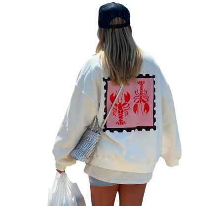 Women's casual sweater with creative crab print NOVAE