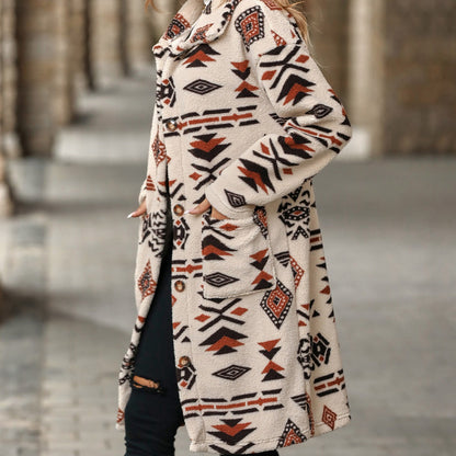 Women's fleece jacket with ethnic pattern NOVAE