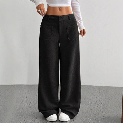 Women's wide-leg corduroy trousers with practical pockets NOVAE
