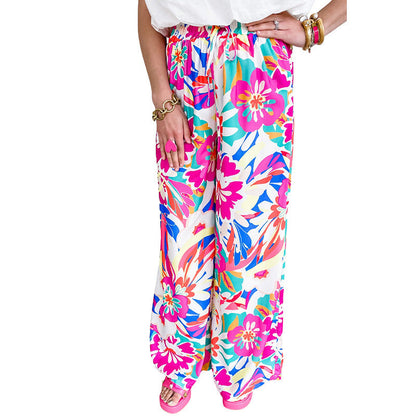 Women's Trendy Wide Leg Floral Print Trousers NOVAE
