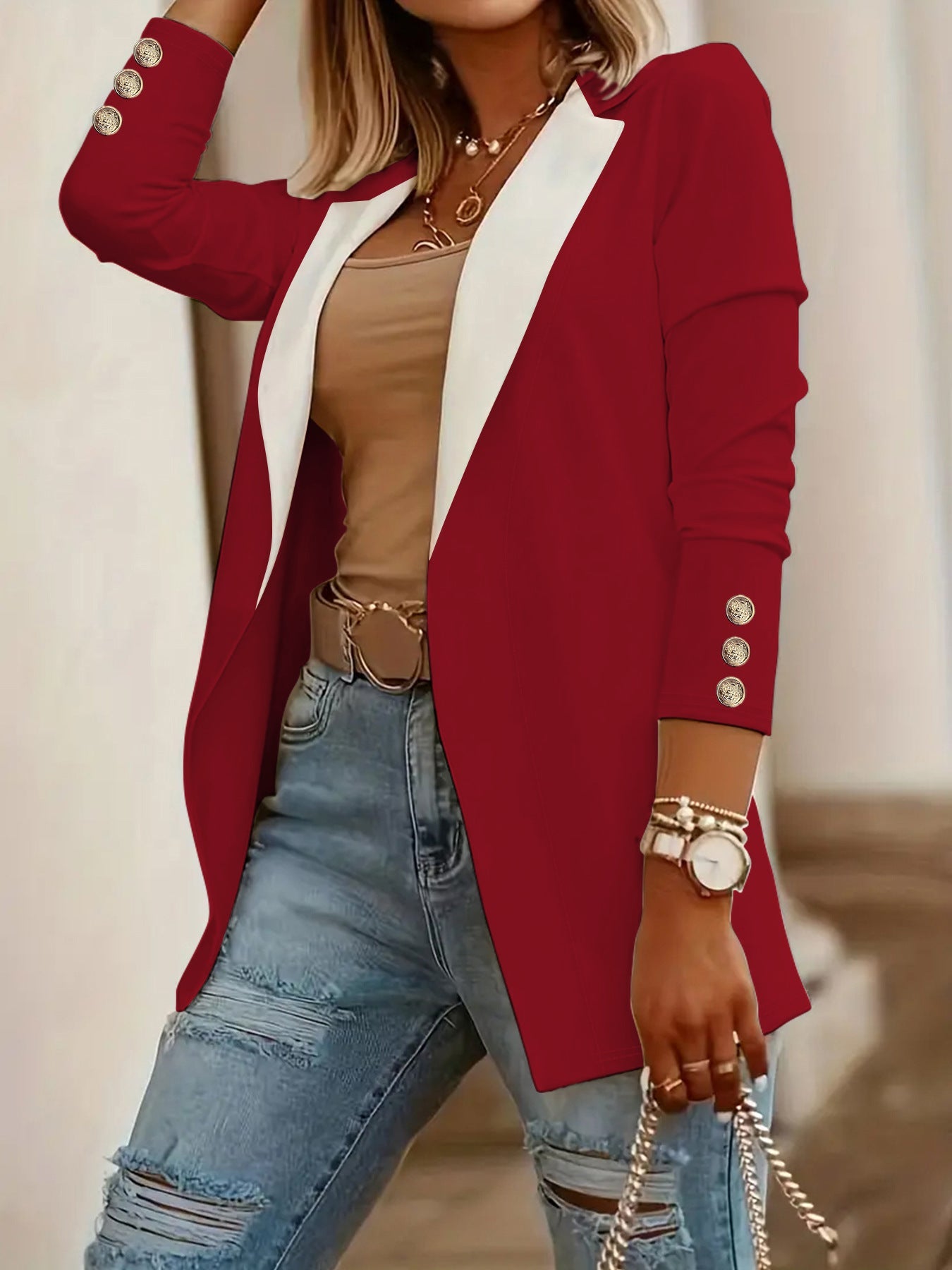 Women's Elegant Blazer with Contrasting Panels NOVAE