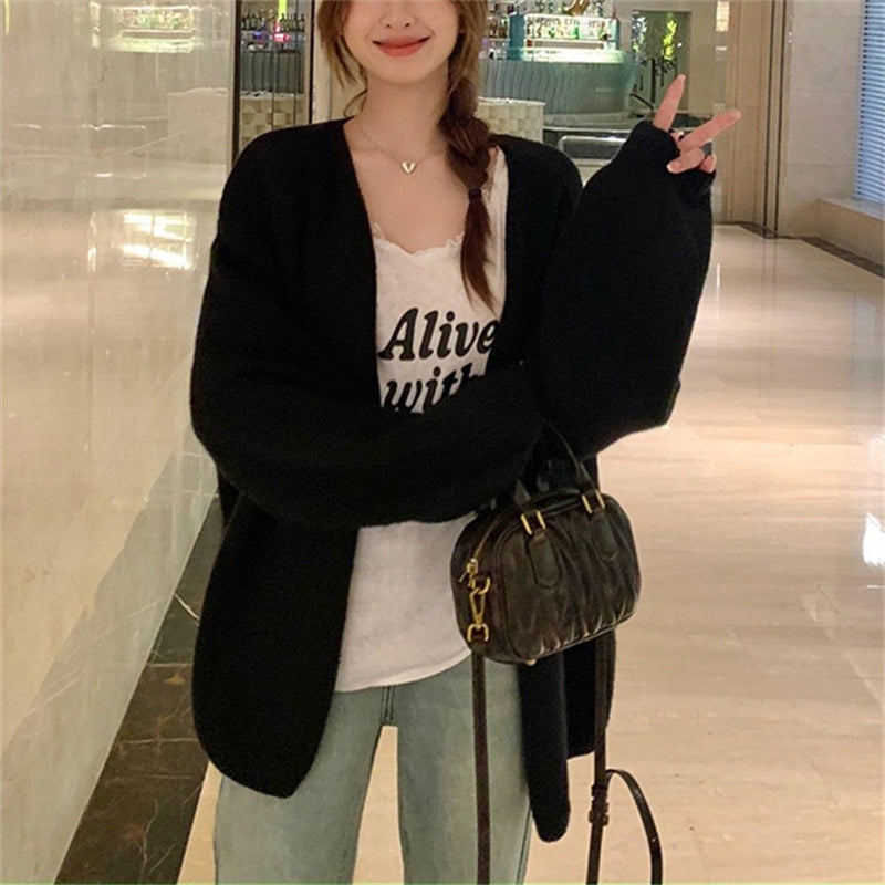 Women's oversized cardigan with soft textures and open fronts NOVAE