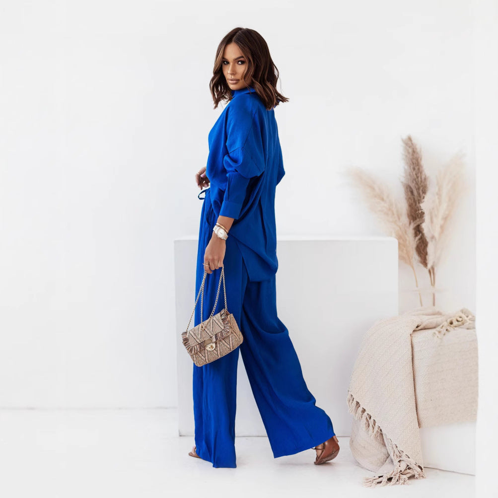 Women's Casual Two-Piece Set with Wide-Cut Top and Loose-Fitting Trousers NOVAE
