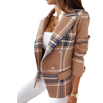 Women's checked blazer with an elegant cut and high-quality button details NOVAE