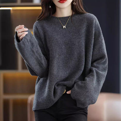 Women's soft knit sweater with a relaxed fit and casual V-neck NOVAE