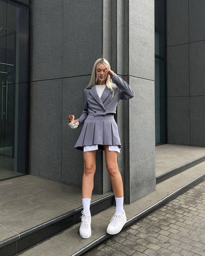 Women's blazer dress with a tailored cut and elegant pleats NOVAE