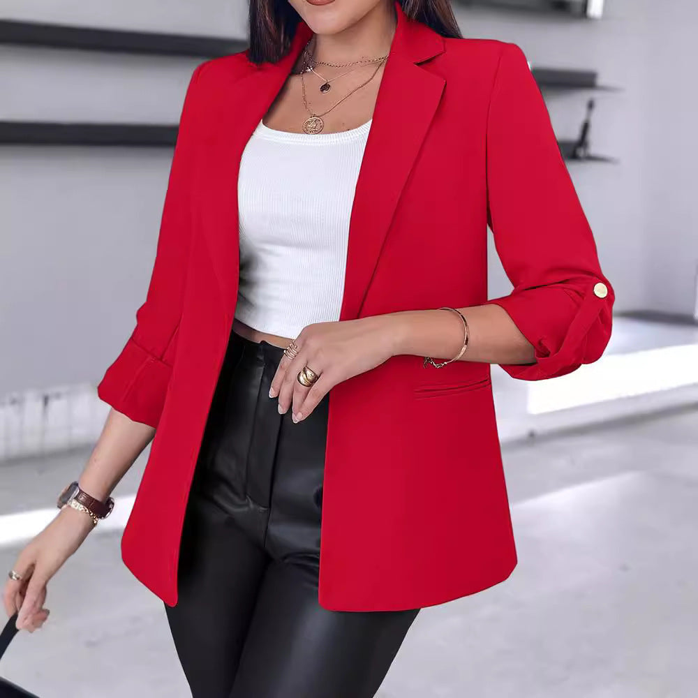 Women's fashionable blazer with roll-up sleeves and a fine cut NOVAE