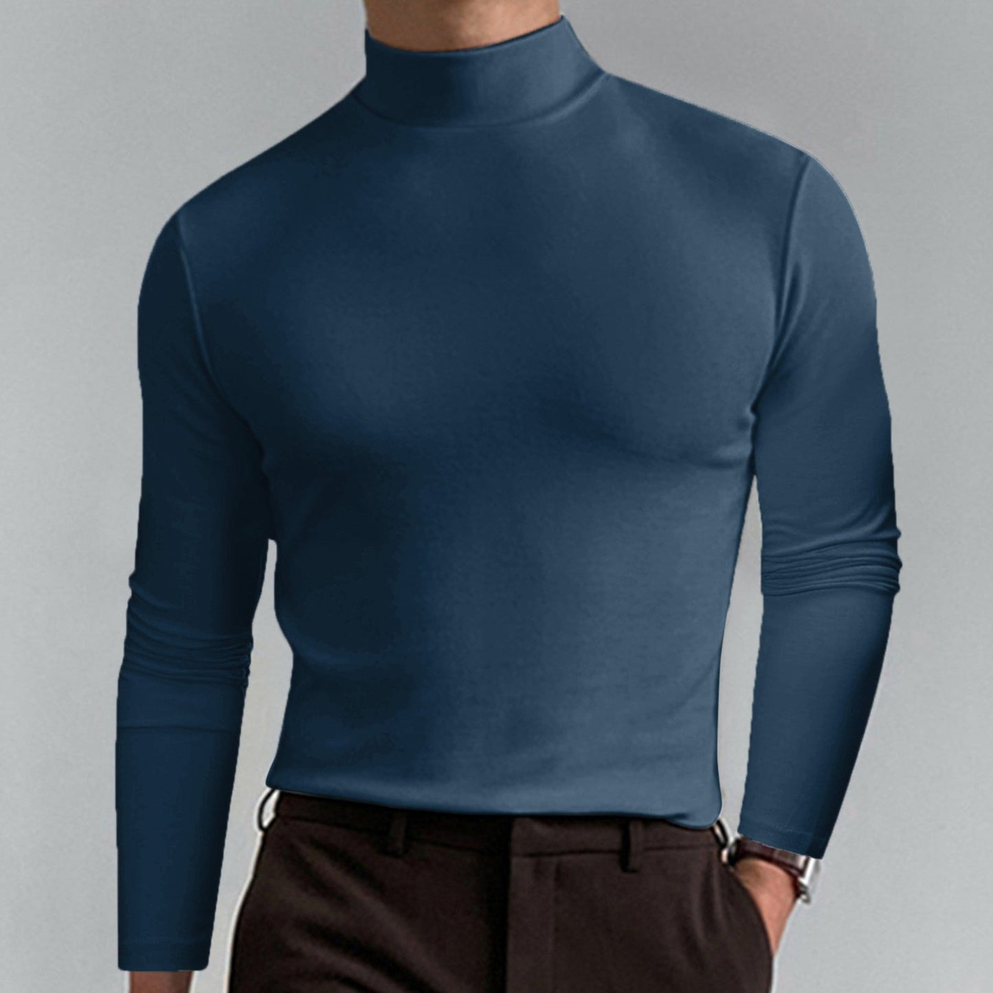 Men's high-quality roll-neck sweater made from a fine cotton blend NOVAE