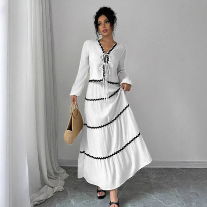 Women's maxi dress with ruffles and lacing NOVAE