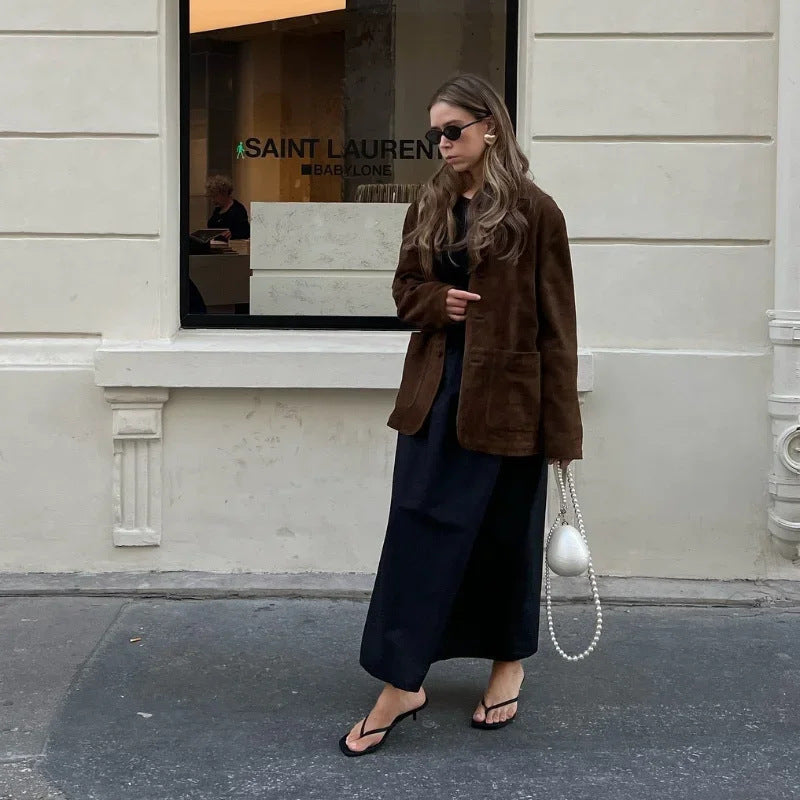 Women's elegant suede jacket with a practical cut NOVAE