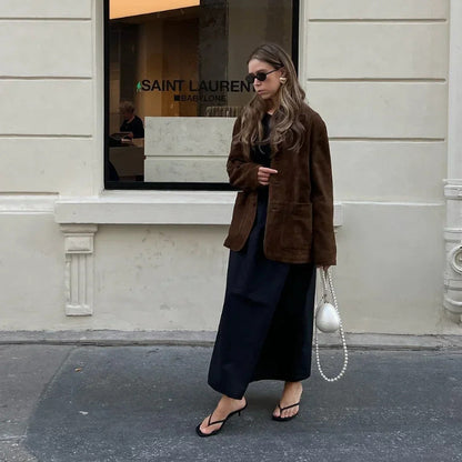 Women's elegant suede jacket with a practical cut NOVAE