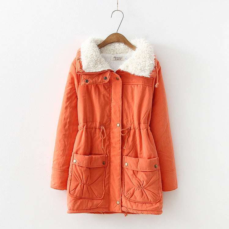 Women's transitional jacket with detachable faux fur collar and practical pockets NOVAE