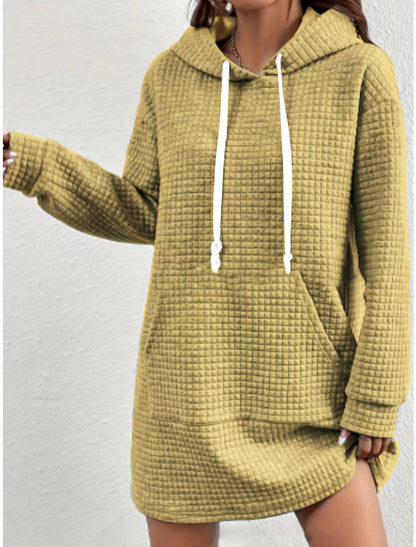 Women's hoodie dress with practical kangaroo pocket and modern knit design NOVAE