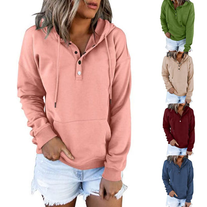 Women's sporty hoodie with button placket and casual cut NOVAE