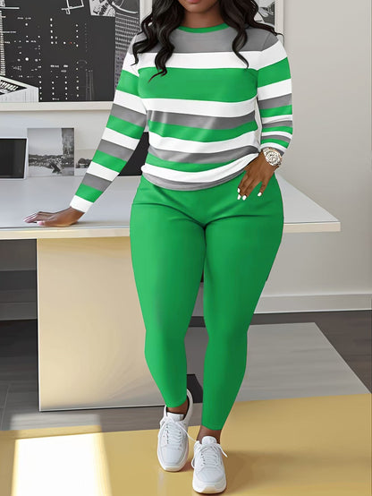 Women's sporty long-sleeved shirt with modern stripes and a comfortable fit NOVAE