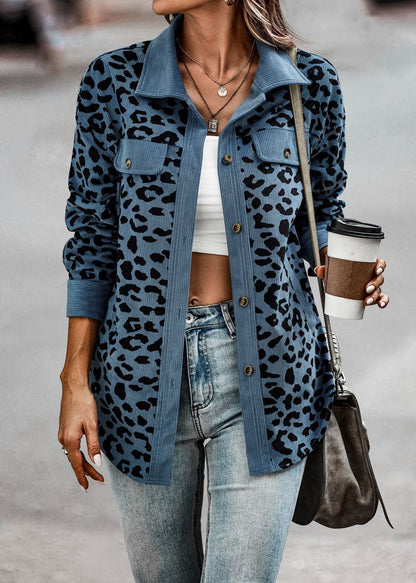 Women's Oversized Leopard Print Shirt Jacket NOVAE