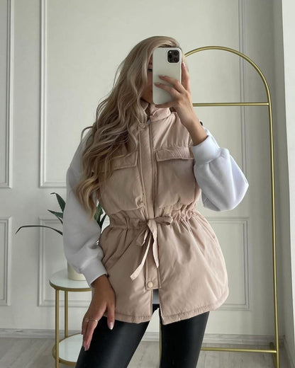 Women's sporty vest with hood and drawstring waist NOVAE