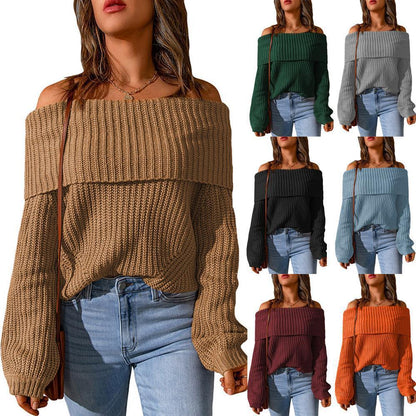Women's off-the-shoulder knit sweater with a relaxed fit NOVAE