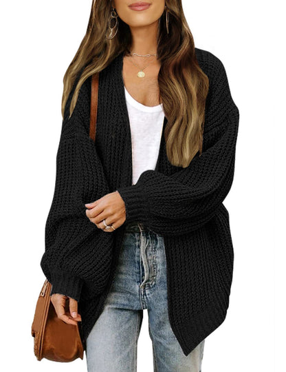 Women's Delicate Chunky Knit Cardigan with Iridescent Sleeves NOVAE