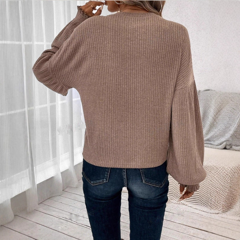 Women's casual sweater with elegant balloon sleeves NOVAE