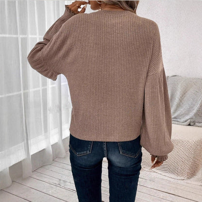 Women's casual sweater with elegant balloon sleeves NOVAE