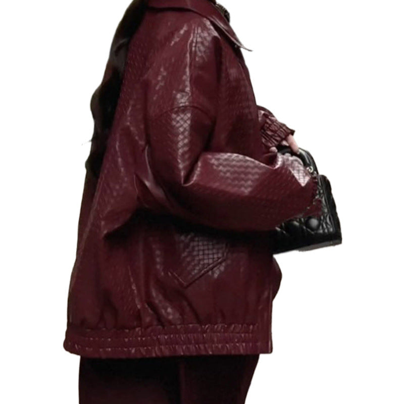 Women's faux leather jacket in a modern oversized style NOVAE