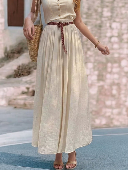 Women's Long Maxi Skirt with Elastic Waistband and Flowing Fabric NOVAE
