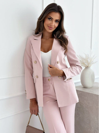 Women's Elegant Double-Breasted Blazer with Gold Buttons NOVAE