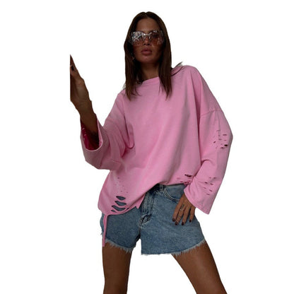 Women's Oversized Sweatshirt with Fashionable Sleeve Details NOVAE