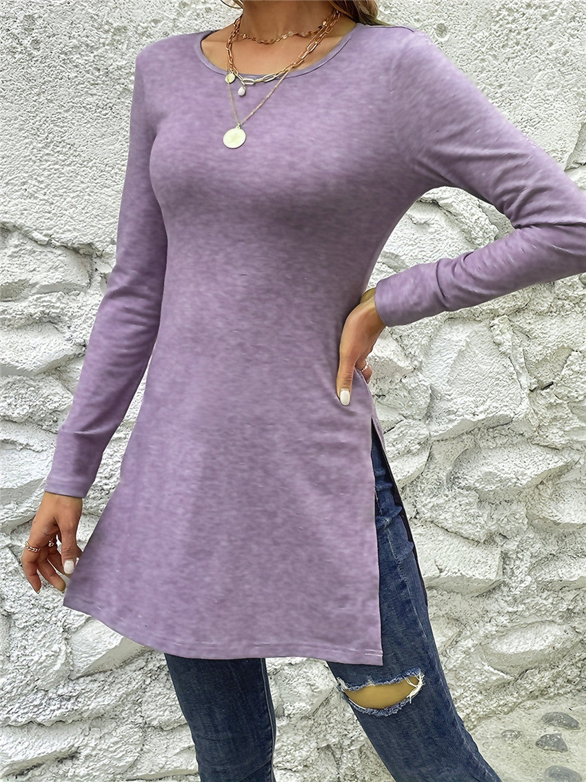 Women's long-sleeved tunic with side slits and modern cut NOVAE