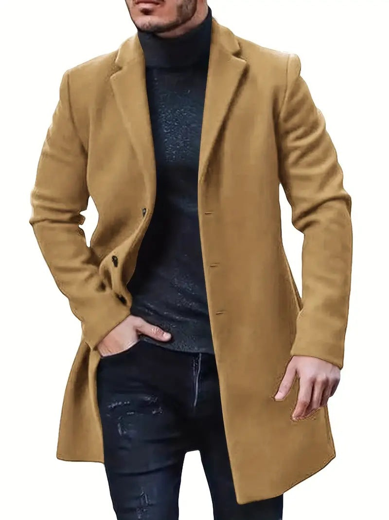 Men's elegant wool coat with a modern cut and practical pockets NOVAE
