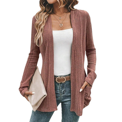 Women's cardigan with open design and practical pockets NOVAE