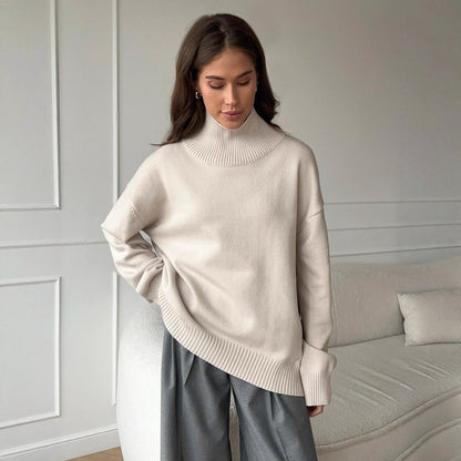 Women's sweater with high-closing collar and relaxed fit NOVAE