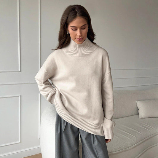 Women's sweater with high-closing collar and relaxed fit NOVAE