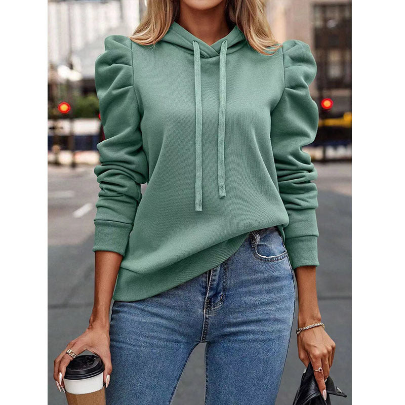 Women's comfortable hooded sweatshirt with puff sleeves and a cozy cut NOVAE