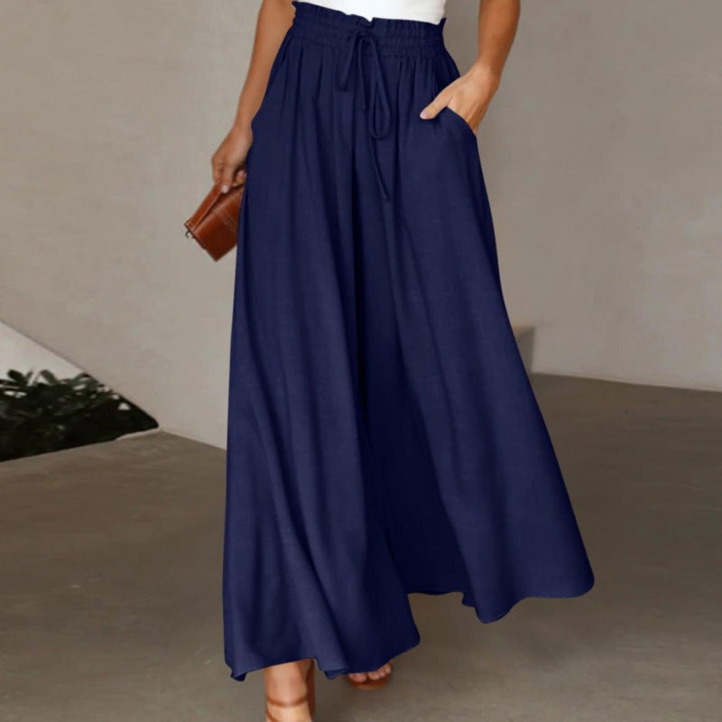 Women's flowing maxi trousers with elasticated waistband and side pockets NOVAE