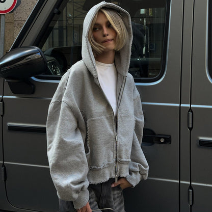 Women's casual oversized shirt jacket with fashionable decorative seams and practical pockets NOVAE