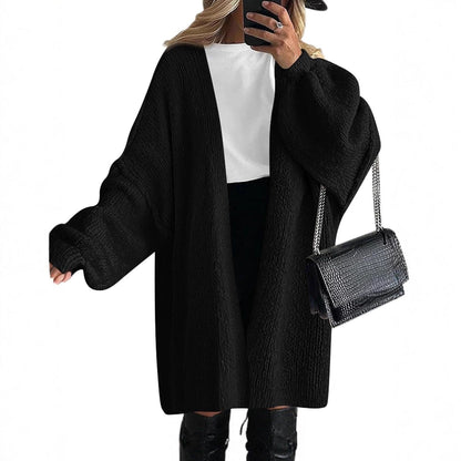 Women's Oversized Knit Coat with Open Front and Long Sleeves NOVAE
