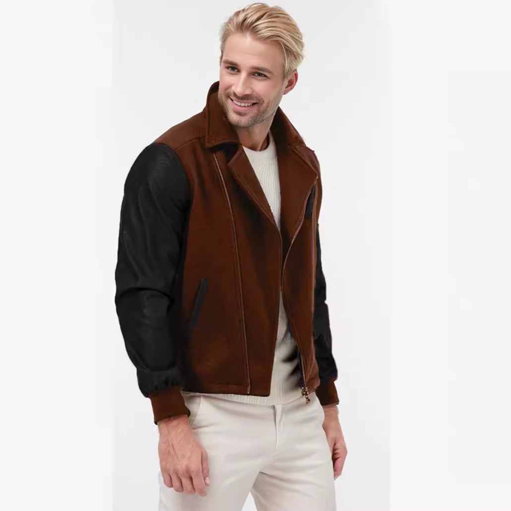 Men's fashionable transitional jacket with contrasting sleeves and practical pockets NOVAE