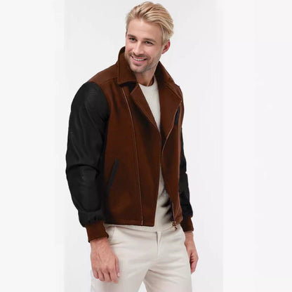 Men's fashionable transitional jacket with contrasting sleeves and practical pockets NOVAE
