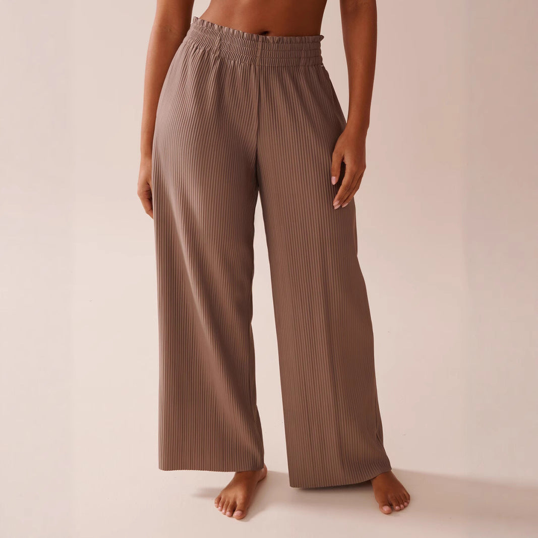 Women's casual pleated trousers with elasticated waistband and side pockets NOVAE