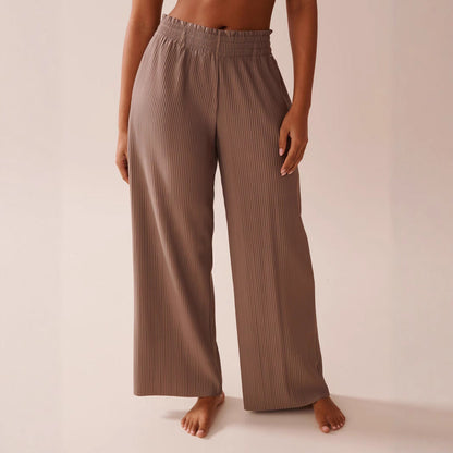 Women's casual pleated trousers with elasticated waistband and side pockets NOVAE
