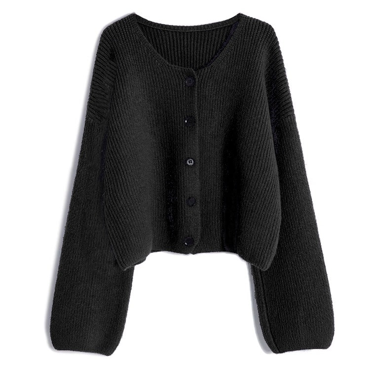 Women's fashionable short cardigan with fine ribbing and button detailing NOVAE