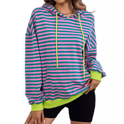 Women's casual hoodie with colorful striped pattern NOVAE