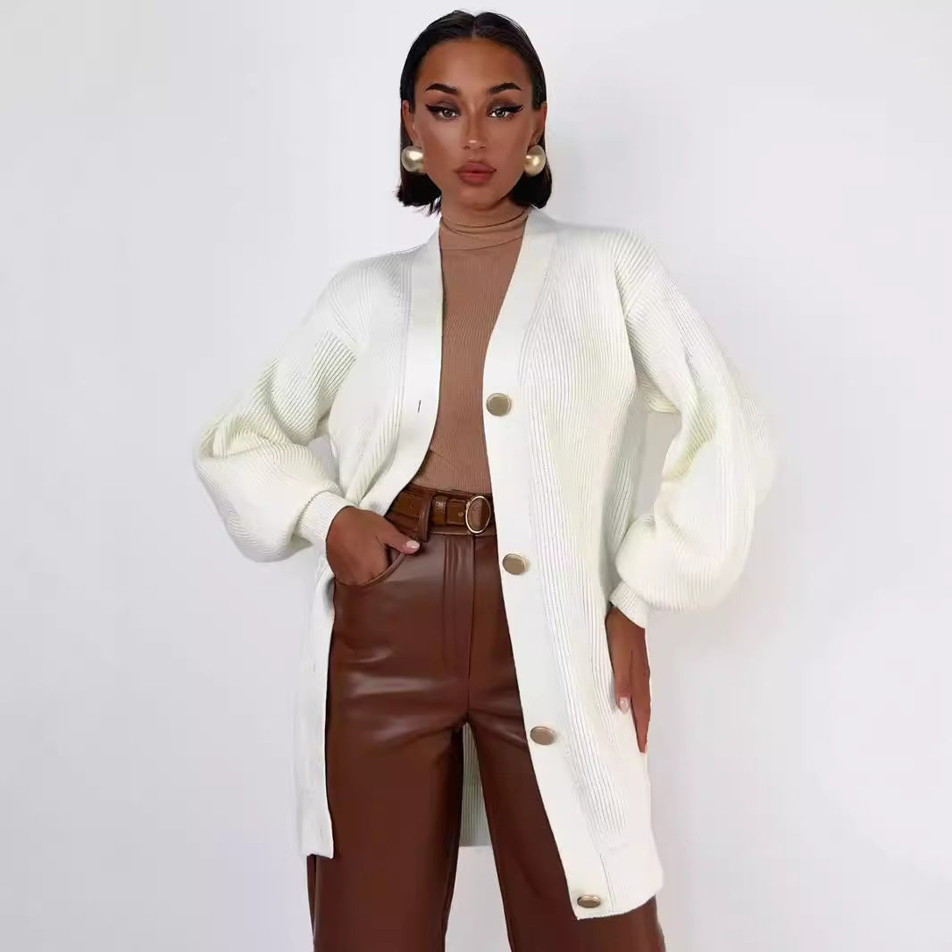 Women's oversized cardigan with decorative buttons NOVAE