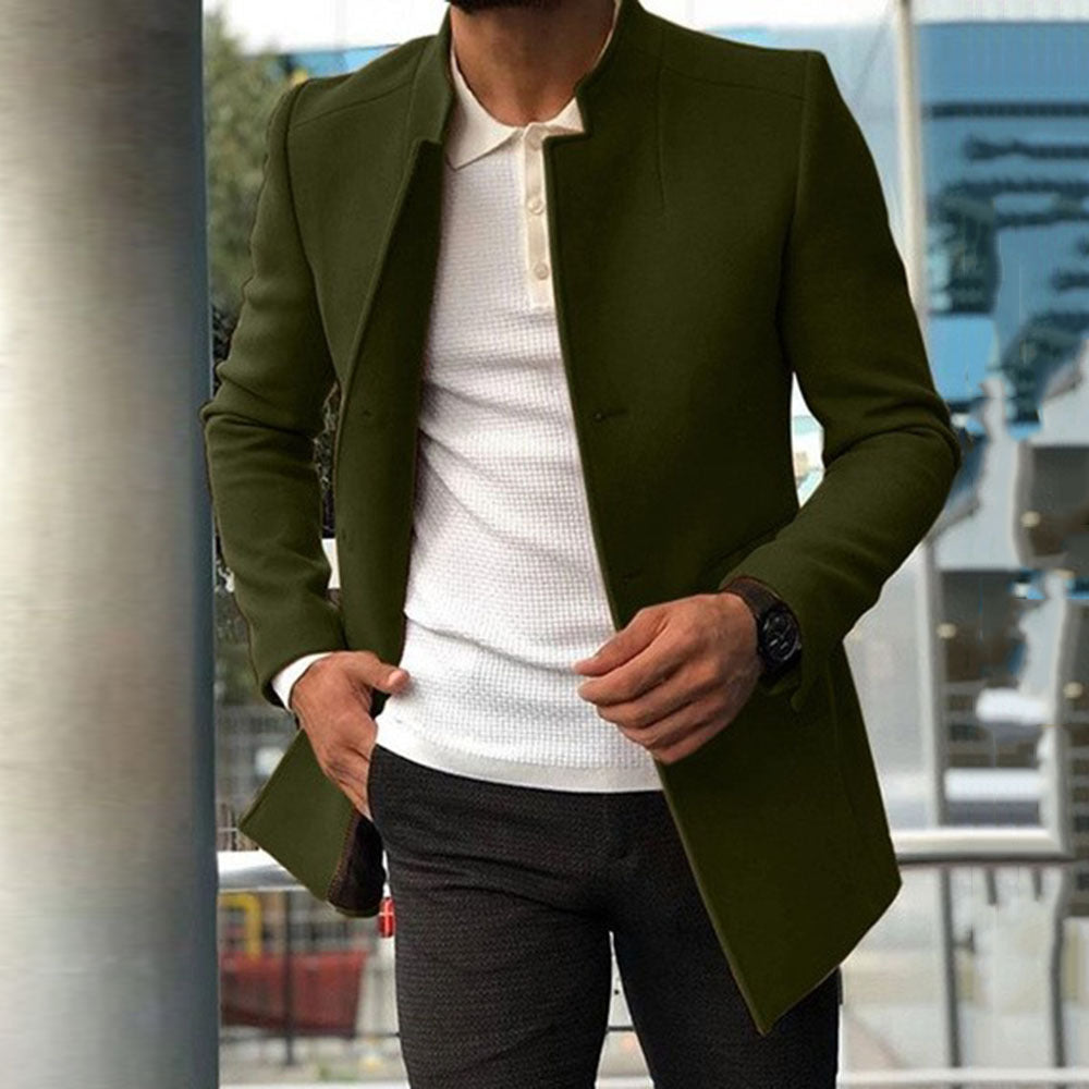 Men's modern blazer with a straight cut and elegant stand-up collar NOVAE