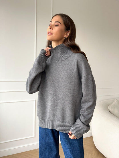 Women's sweater with high-closing collar and relaxed fit NOVAE
